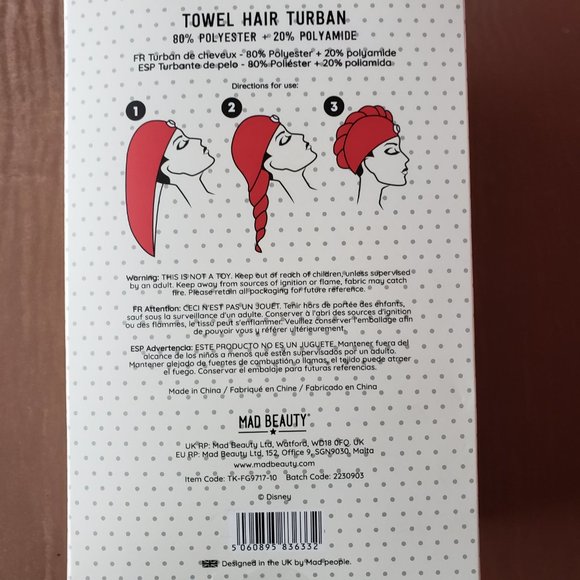 NIB Disney Minnie Mouse Towel/Hair Turban - Picture 3 of 5